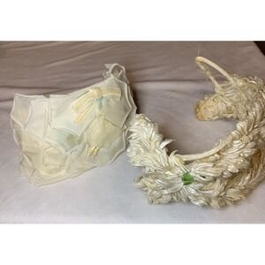 2 Vintage Floral Headband Fascinator Ivory Wedding Headbands